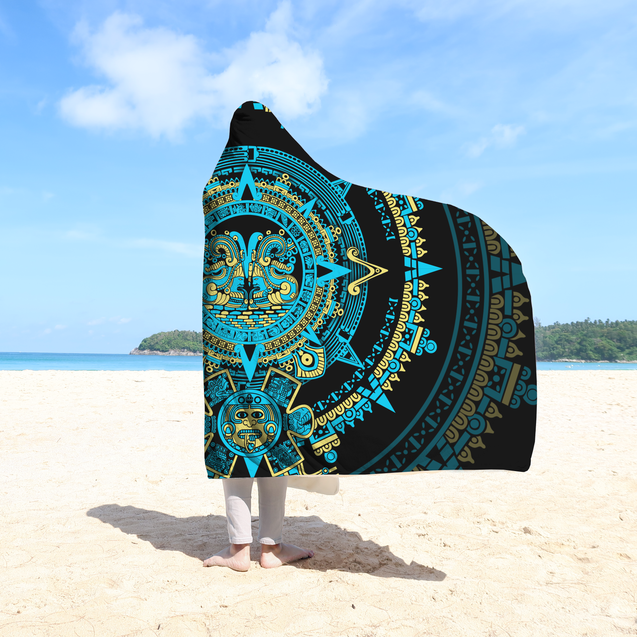 Aztec Mexican 3D Over Printed Unisex Hooded Blanket