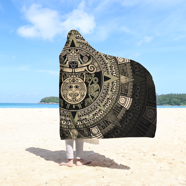 Aztec Mexican 3D Over Printed Unisex Hooded Blanket