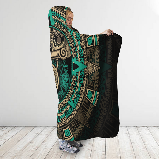 Aztec Mexican 3D Over Printed Unisex Hooded Blanket