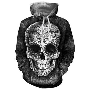 Printed Skull Head Hooded Long Sleeve Hoodie HC0609-Apparel-Huyencass-Women's Hoodie-XS-Vibe Cosy™