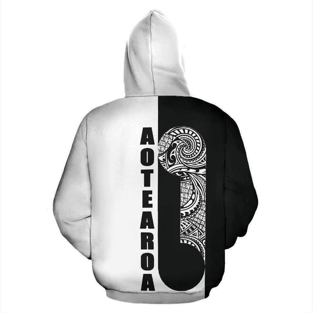 Maori Koru Aotearoa Hoodie Black White HC0905-Apparel-Huyencass-Hoodie-S-Vibe Cosy™