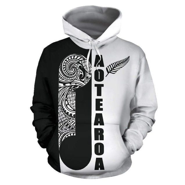 Maori Koru Aotearoa Hoodie Black White HC0905-Apparel-Huyencass-Hoodie-S-Vibe Cosy™