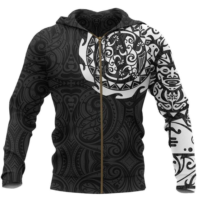 Maori Tangaroa Tattoo New Zealand All Over Hoodie HC1202-Apparel-Huyencass-Zipped Hoodie-S-Vibe Cosy™