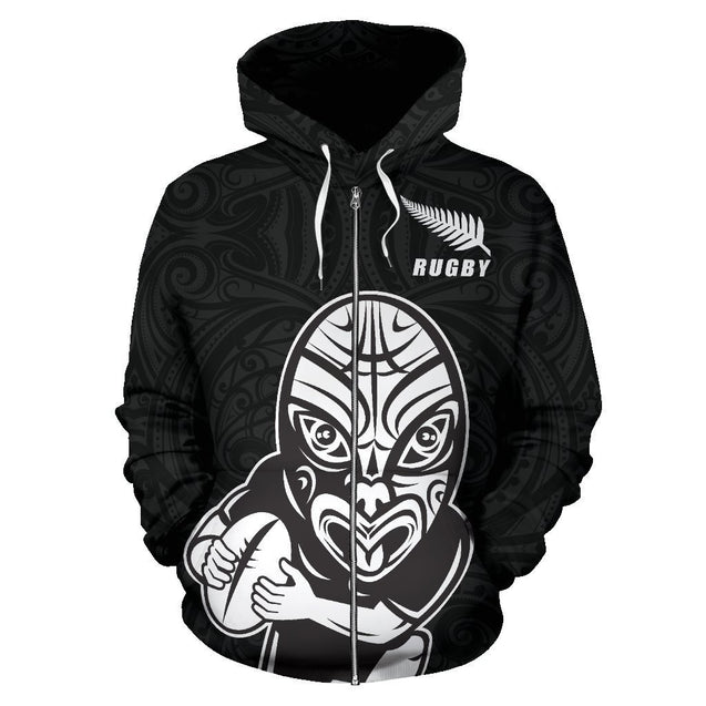 Rugby Haka New Style Zip Up Hoodie HC1205-Apparel-Huyencass-Zipped Hoodie-S-Vibe Cosy™