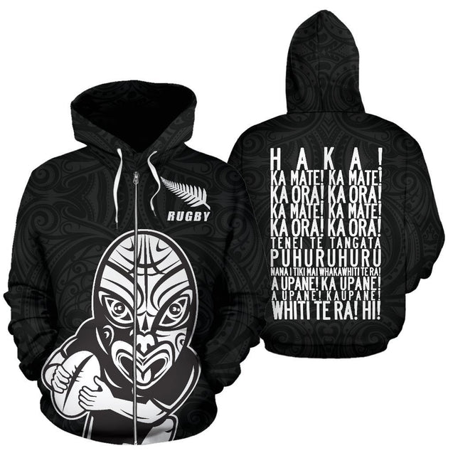 Rugby Haka New Style Zip Up Hoodie HC1205-Apparel-Huyencass-Zipped Hoodie-S-Vibe Cosy™
