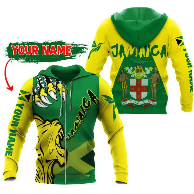 Custom Jamaica lion roar 3d hoodie shirt for men and women HG62611-Apparel-HG-Zipped Hoodie-S-Vibe Cosy™