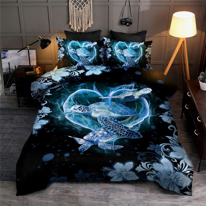 Blue turtle hibiscus bedding set HG71115-HG-US Twin-Vibe Cosy™