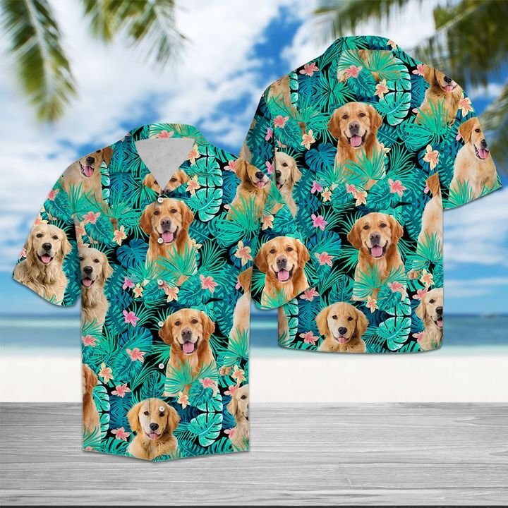 Golden retriever tropical hawaii shirt HG7802-Apparel-HG-Hawaiian shirt-S-Vibe Cosy™