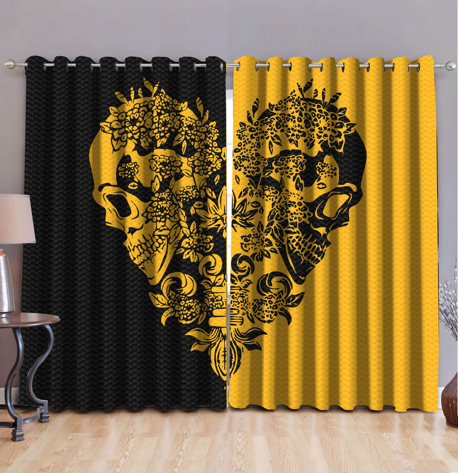 Gothic Art Skull 3D All Over Printed Window Curtains