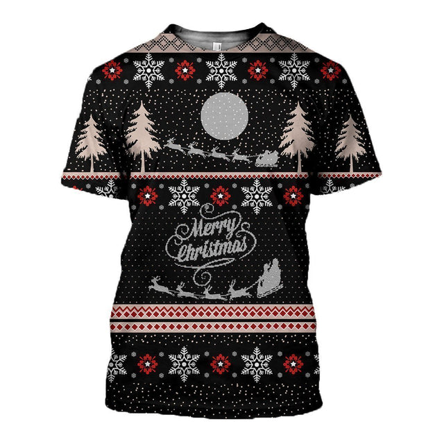 3D All Over Printed Christmas Shirts and Shorts-Christmas-RoosterArt-T-shirt-XS-Vibe Cosy™