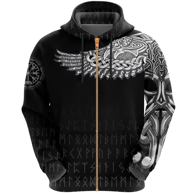 Vikings The Raven-Apparel-HP Arts-ZIPPED HOODIE-S-Vibe Cosy™