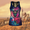 Owl Native American 3D All Over Printed Legging + Hollow Tank