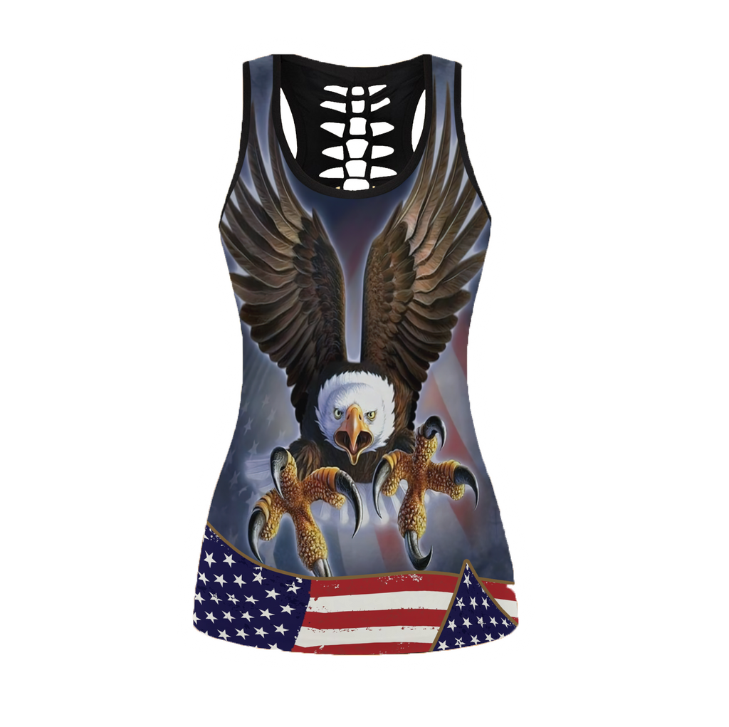 Happy Independence Day United States of America 3D All Over Printed Legging + Hollow Tank