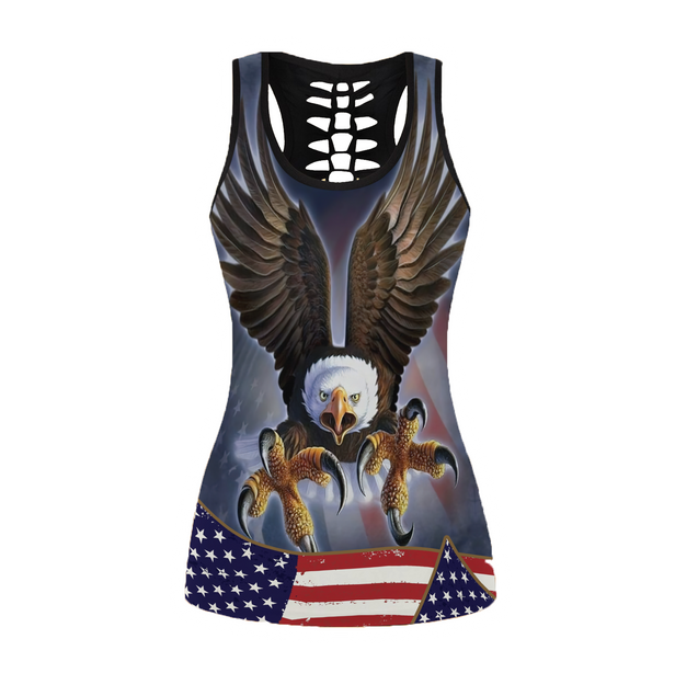 Happy Independence Day United States of America 3D All Over Printed Legging + Hollow Tank