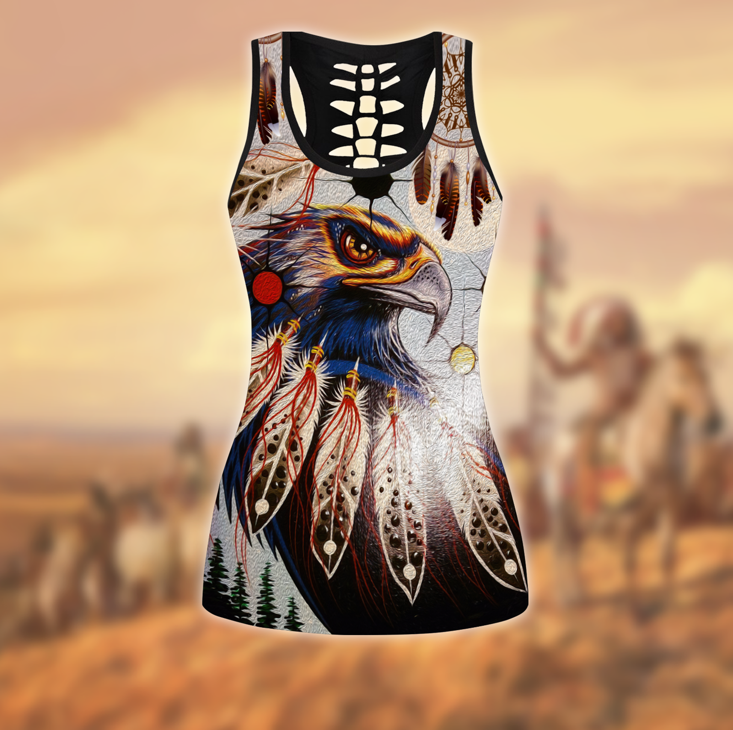 Native American 3D All Over Printed Legging + Hollow Tank