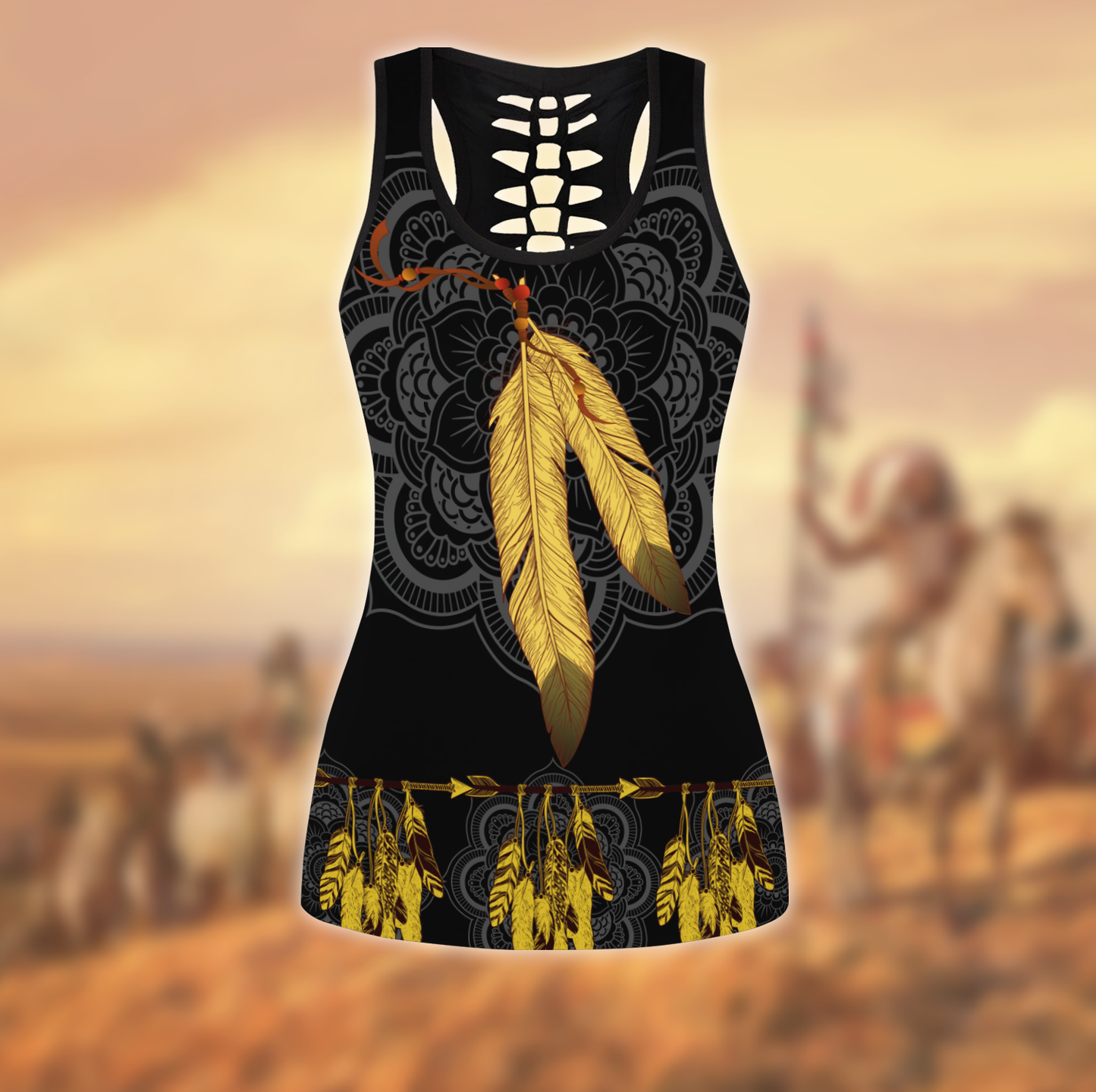 Native American 3D All Over Printed Legging + Hollow Tank