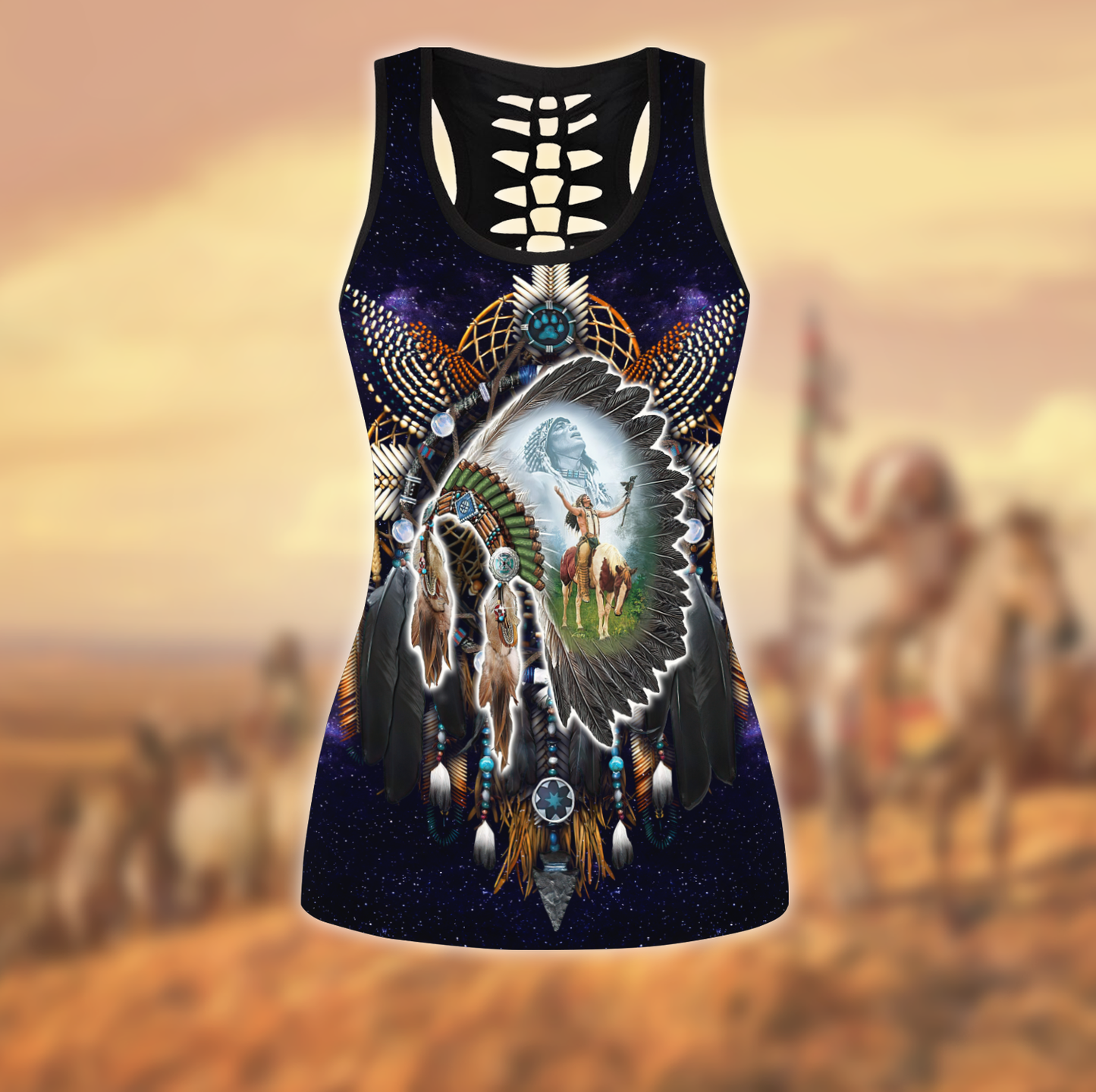 Native American 3D All Over Printed Legging + Hollow Tank
