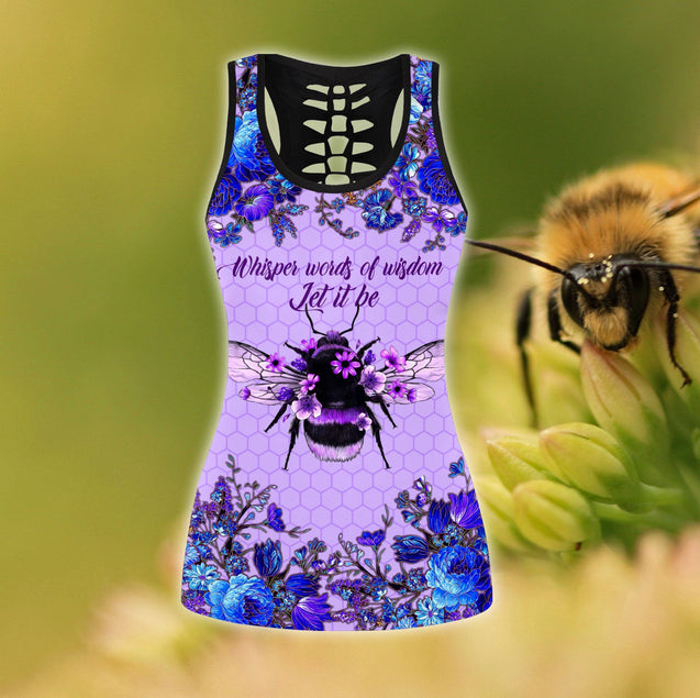 Bee let it be purple legging + hollow tank combo