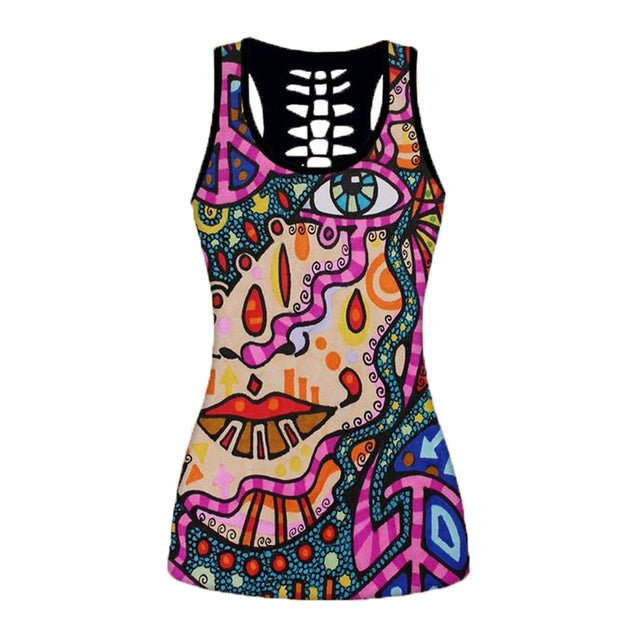 Premium Hippie Girl Eyes 3D Over Printed Legging & Tank Top