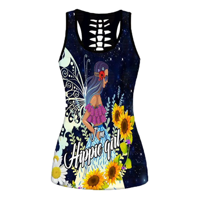 Premium I'm Hippie Girl 3D Over Printed Legging & Tank Top