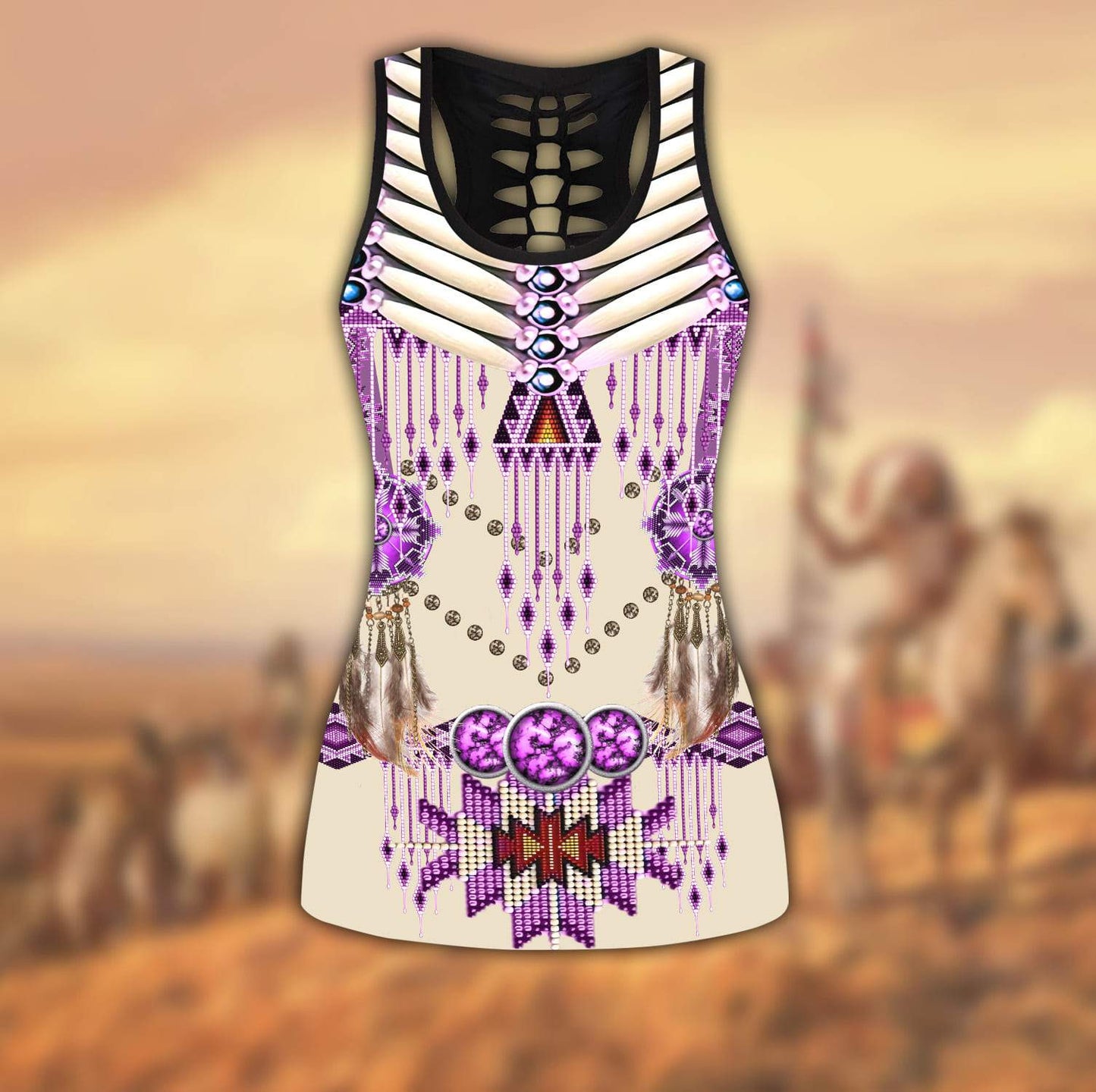 Native American 3D All Over Printed Legging + Hollow Tank