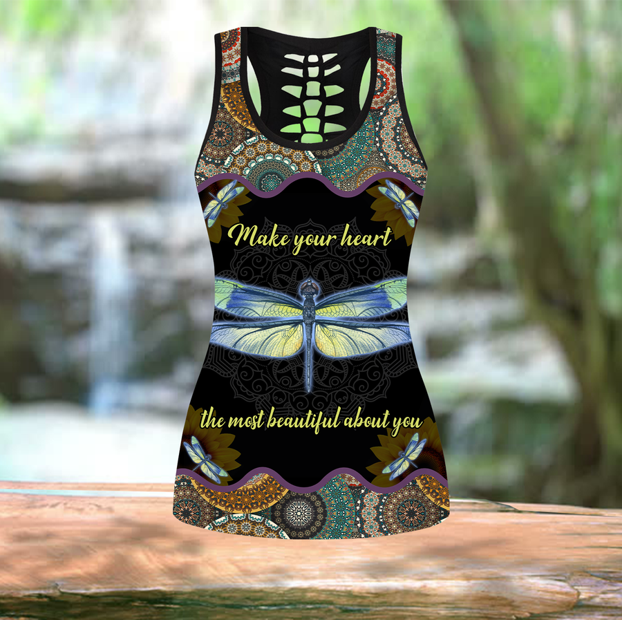 Dragonfly make your heart the most beautiful about you legging + hollow tank combo