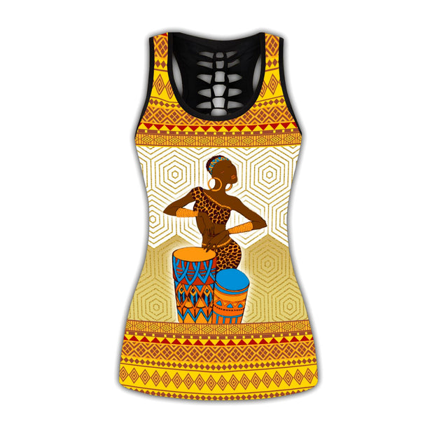 African Girl Plays Drum Combo Legging + Tank Top NTN26042102