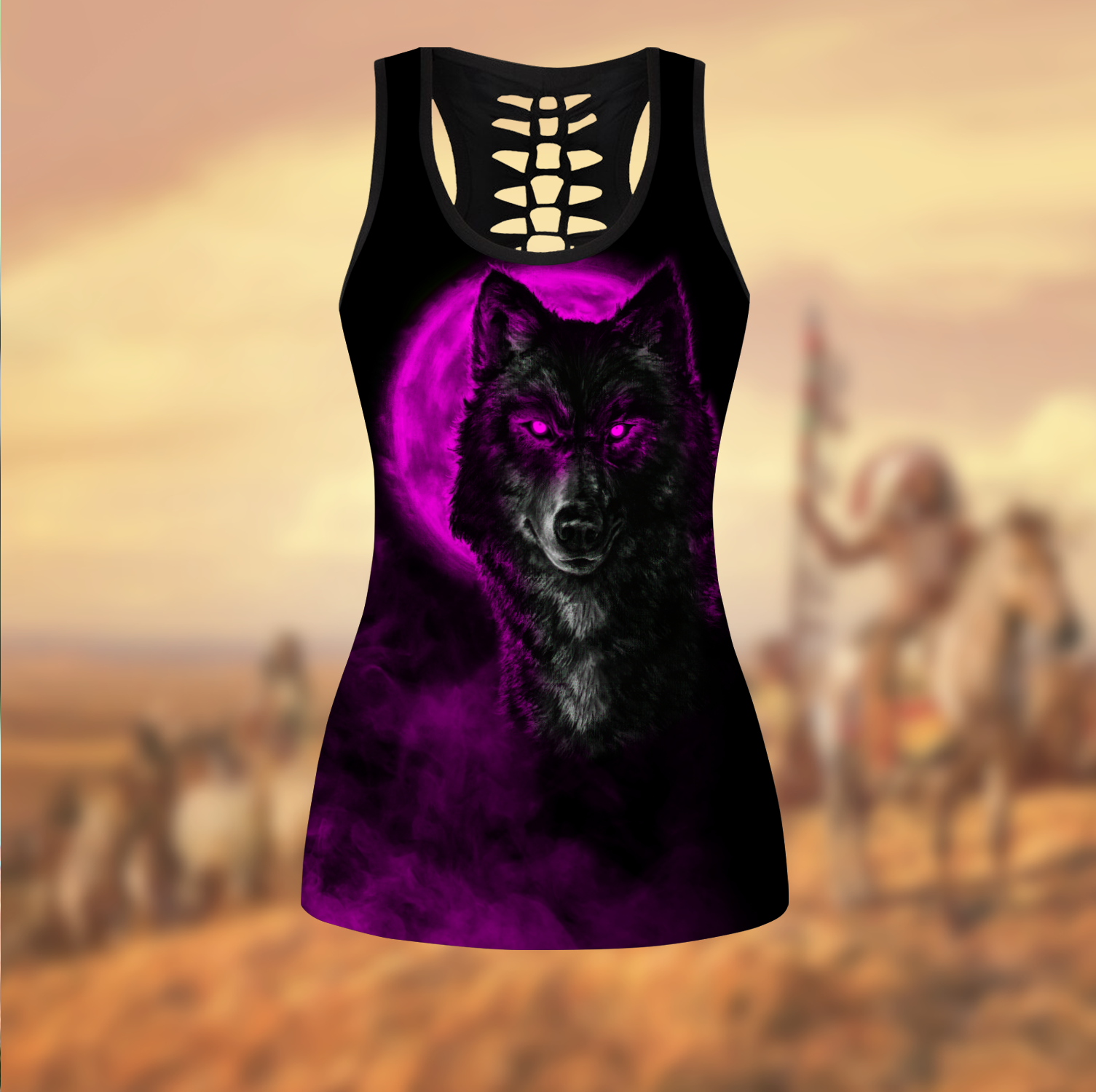 Wolf 3D All Over Printed Legging + Hollow Tank