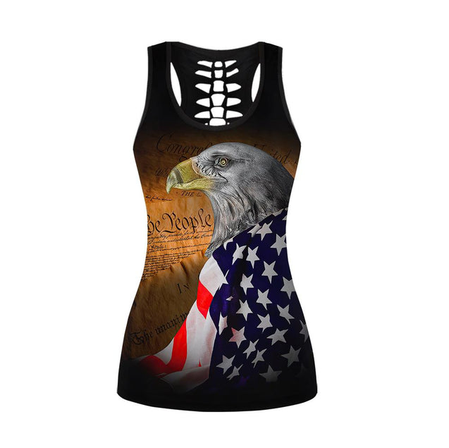 Happy Independence Day United States of America 3D All Over Printed Legging + Hollow Tank