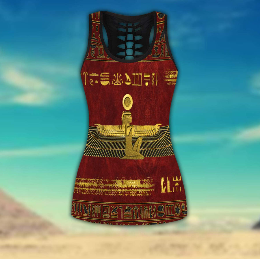 Egyptian Ancient Queen Red Pattern Combo Legging Tank