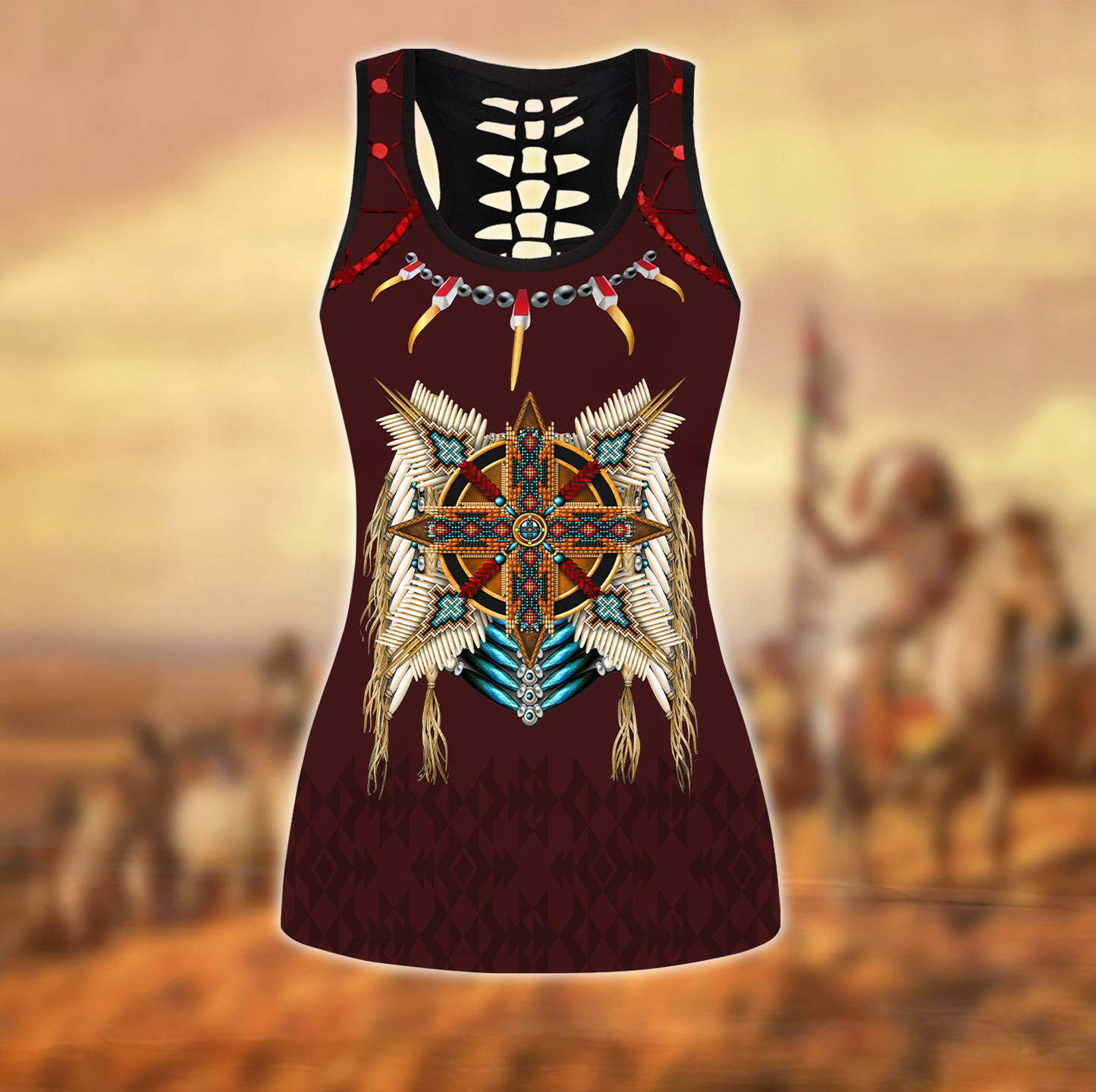 Native American 3D All Over Printed Legging + Hollow Tank