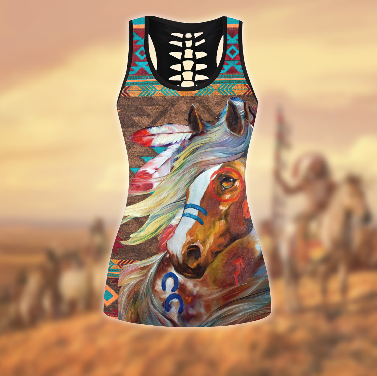 Native American 3D All Over Printed Legging + Hollow Tank