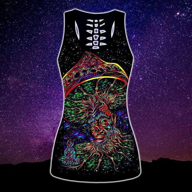 Premium Hippie Mushroom 3D Over Printed Legging & Tank Top