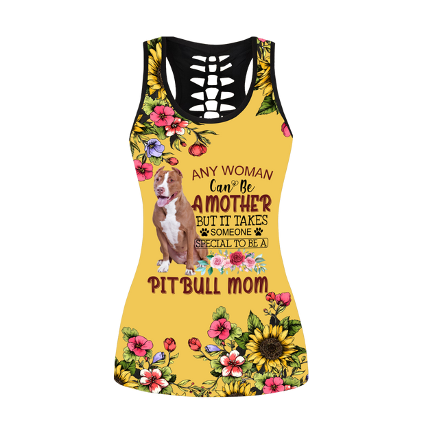 Pitbull flowers legging + hollow tank combo ver2