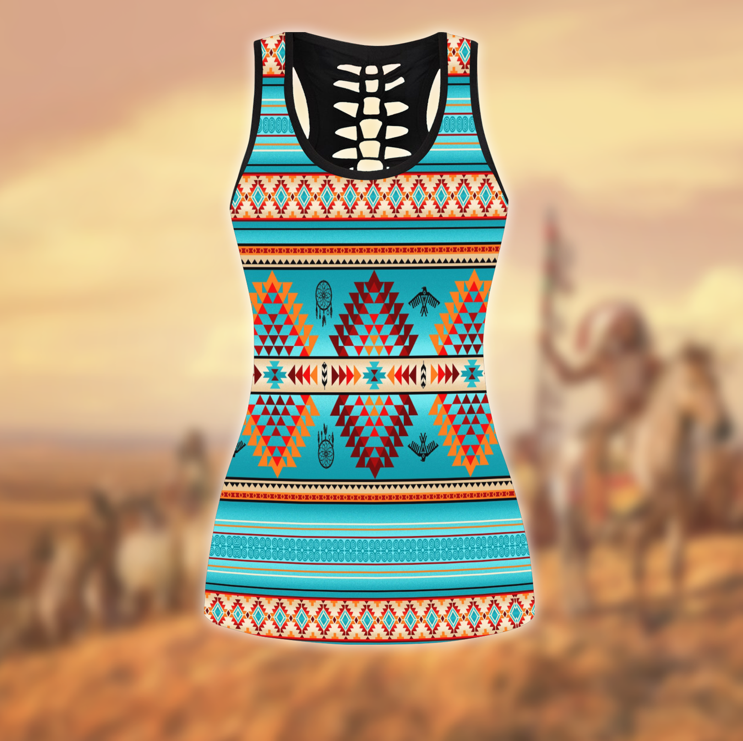Native American 3D All Over Printed Legging + Hollow Tank
