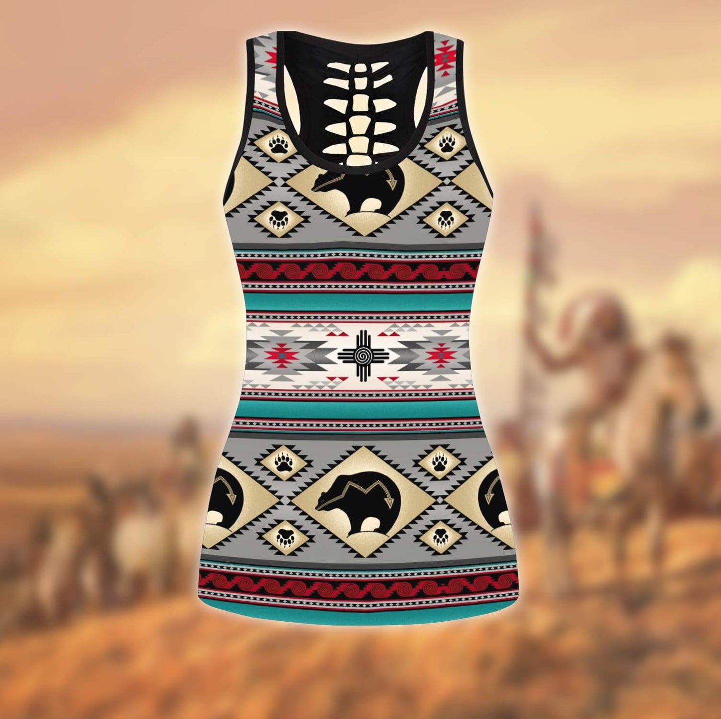 Native American 3D All Over Printed Legging + Hollow Tank Combo
