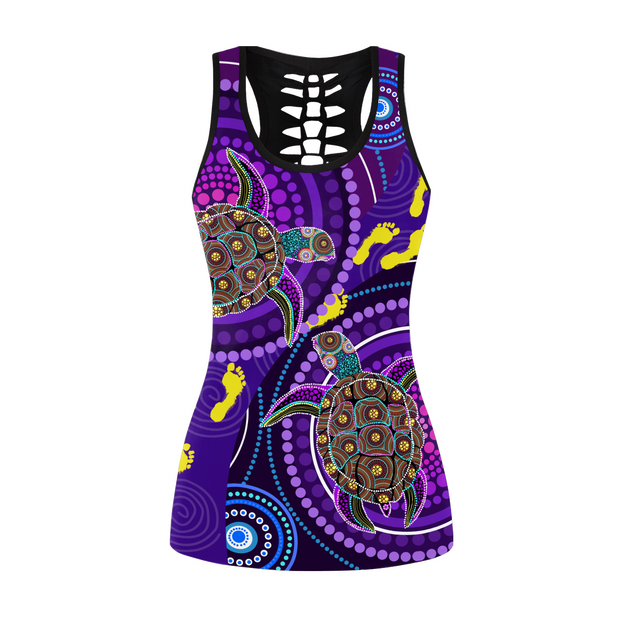 Aboriginal Purple Turtles Indigenous Australia Combo Legging Tank