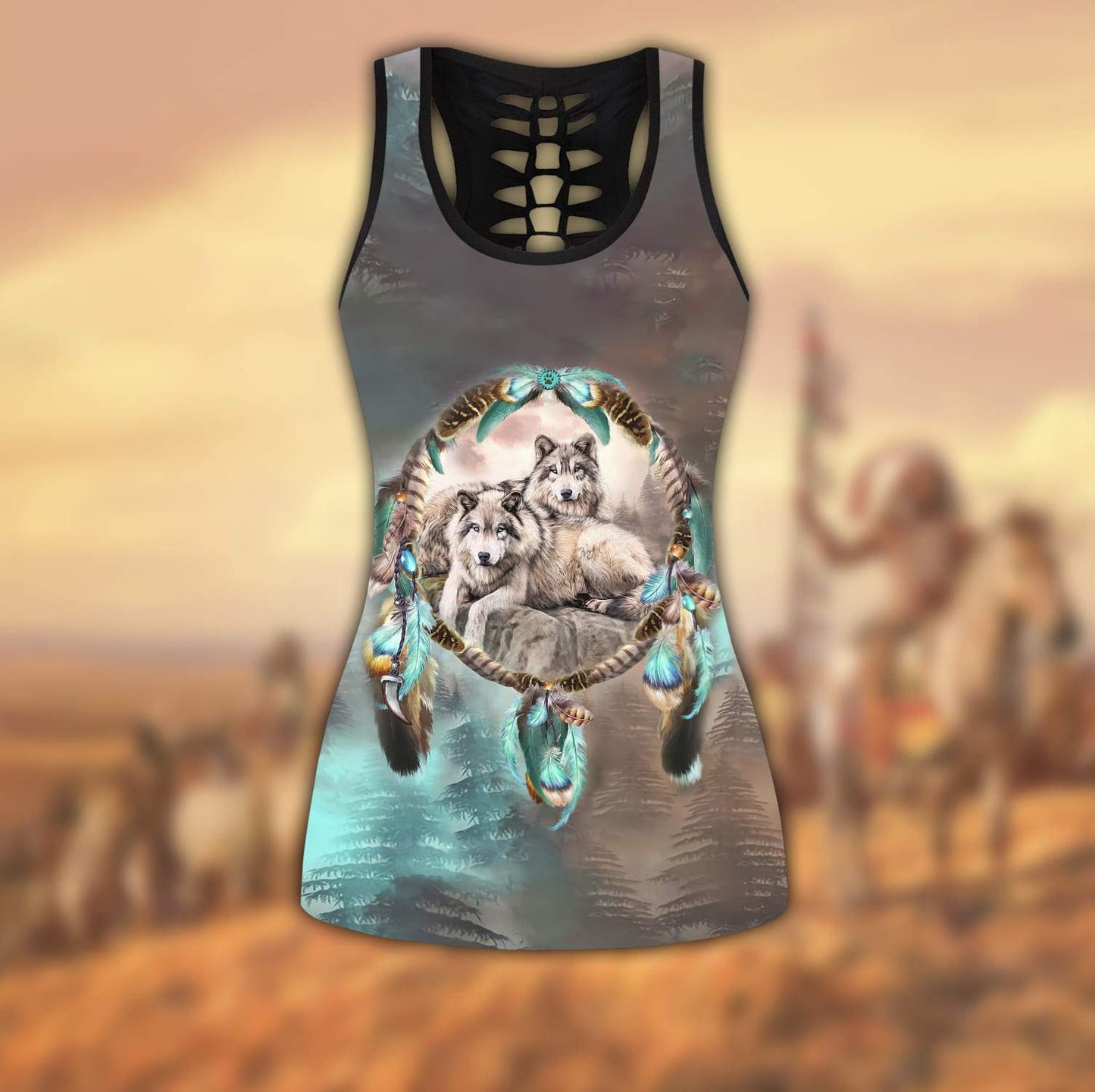Native American 3D All Over Printed Legging + Hollow Tank