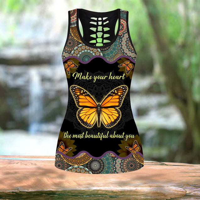 Butterfly make your heart the most beautiful about you legging + hollow tank combo ver2