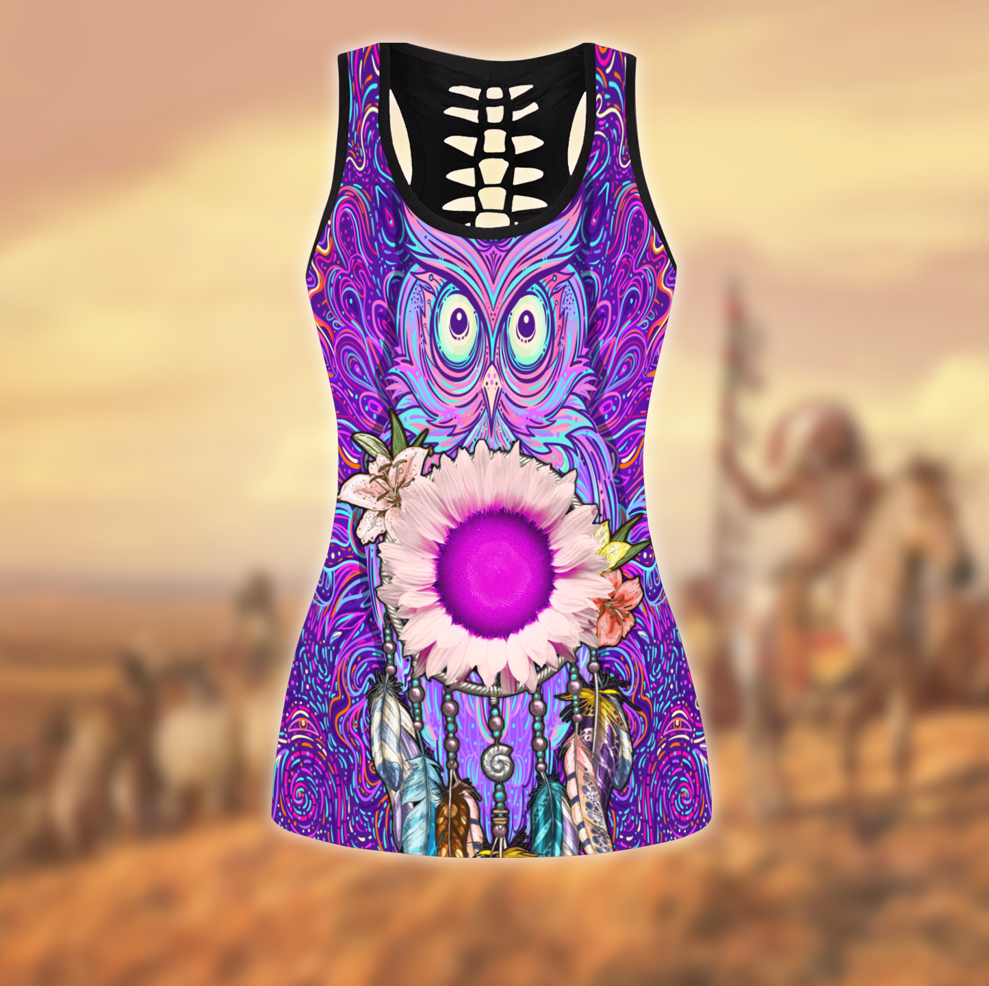 Native American 3D All Over Printed Legging + Hollow Tank