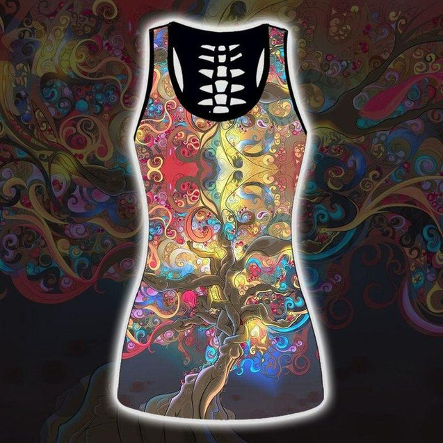 Premium Hippie Tree Of Life 3D Over Printed Legging & Tank Top