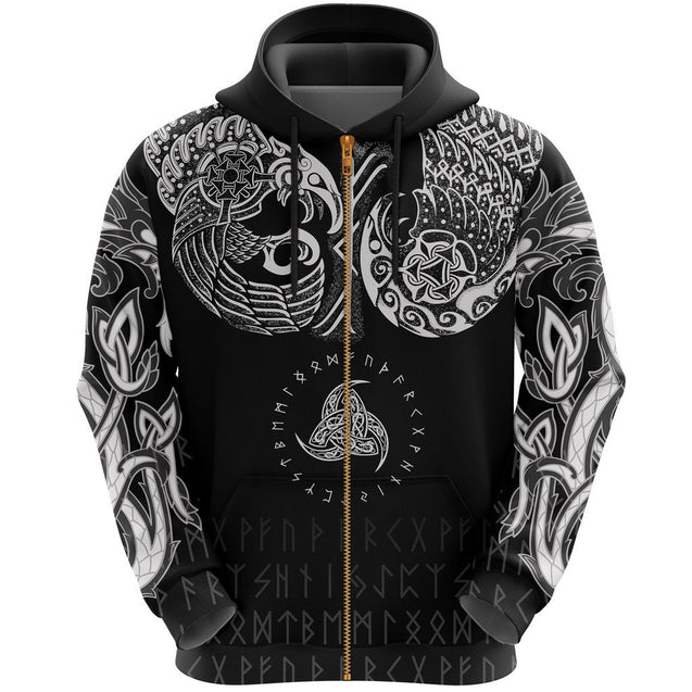 Vikings Chest Tattoo-Apparel-HP Arts-ZIPPED HOODIE-S-Vibe Cosy™