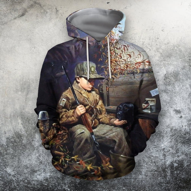 Boy Duck Hunting 3D All Over Printed Shirts-Apparel-HP Arts-Hoodie-S-Vibe Cosy™