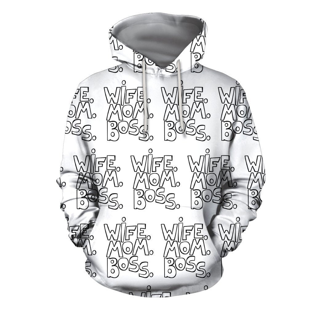 3D All Over Black Wife Mom Boss Hoodie-Apparel-Khanh Arts-Hoodie-S-Vibe Cosy™