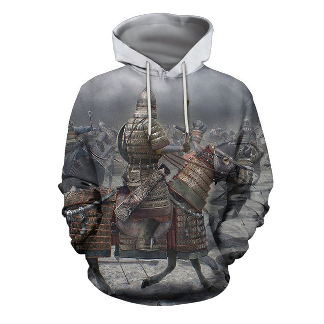 3D All Over Print Mongol Warriors War Hoodie-Apparel-Khanh Arts-Hoodie-S-Vibe Cosy™