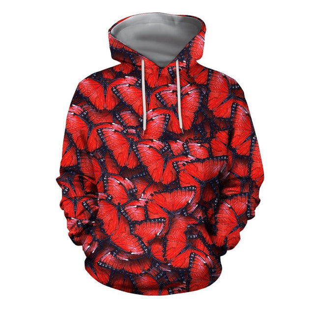 3D All Over Print Red Butterflies Hoodie-Apparel-Khanh Arts-Hoodie-S-Vibe Cosy™