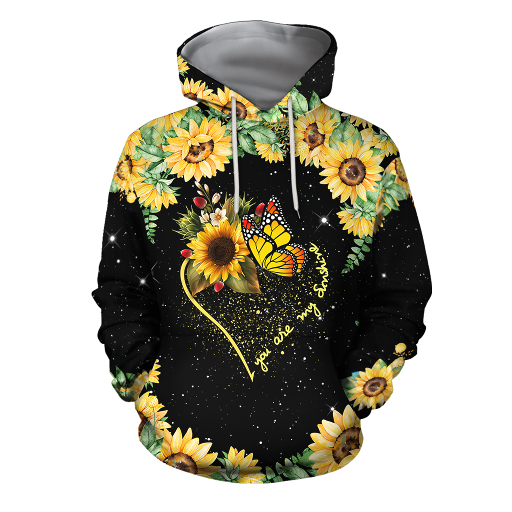 You Are My Sunshine Butterfly Hoodie Dress Women JJW25082004