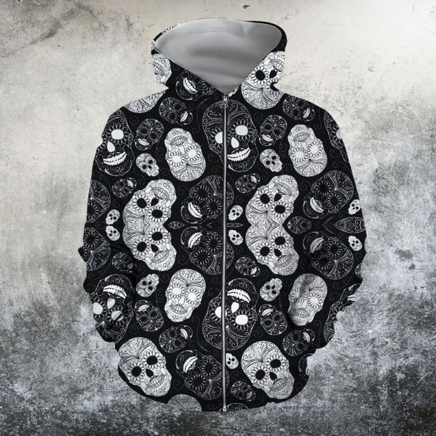 Candy Skull Hoodie-Apparel-GP Art-Zipped Hoodie-S-Vibe Cosy™
