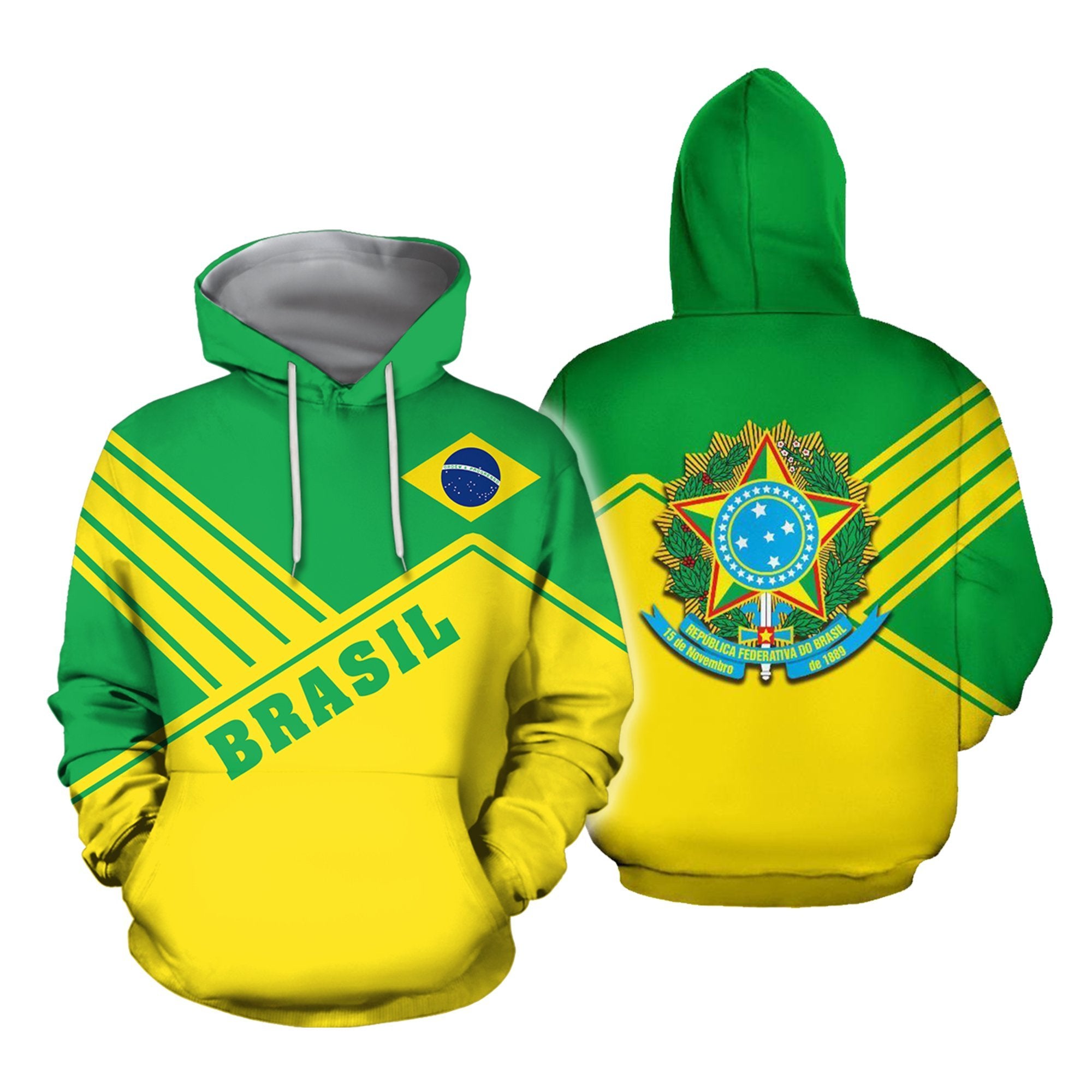 Brasil Coat Of Arms Hoodie - Mount Style-Apparel-Phaethon-Hoodie-S-Vibe Cosy™