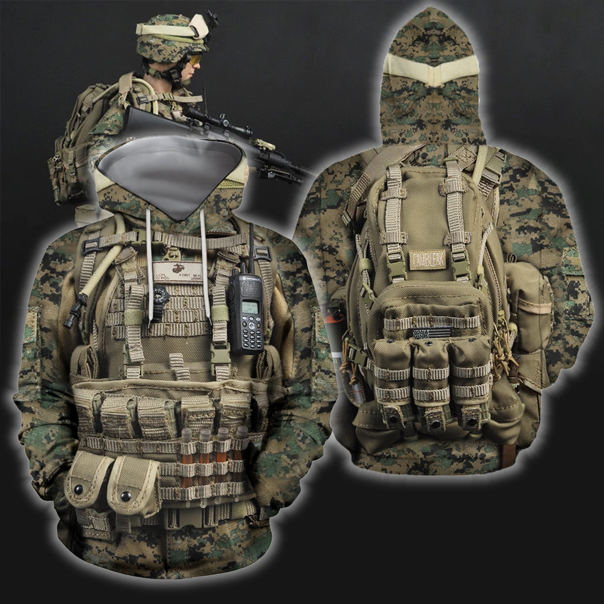 3D All Over Printed Marine Corps Uniforms-Apparel-HP Arts-Hoodie-S-Vibe Cosy™